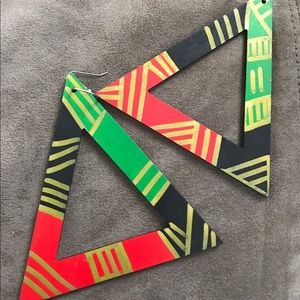 Unique Hand painted wood earrings