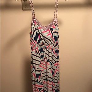 Multi colored hi low dress