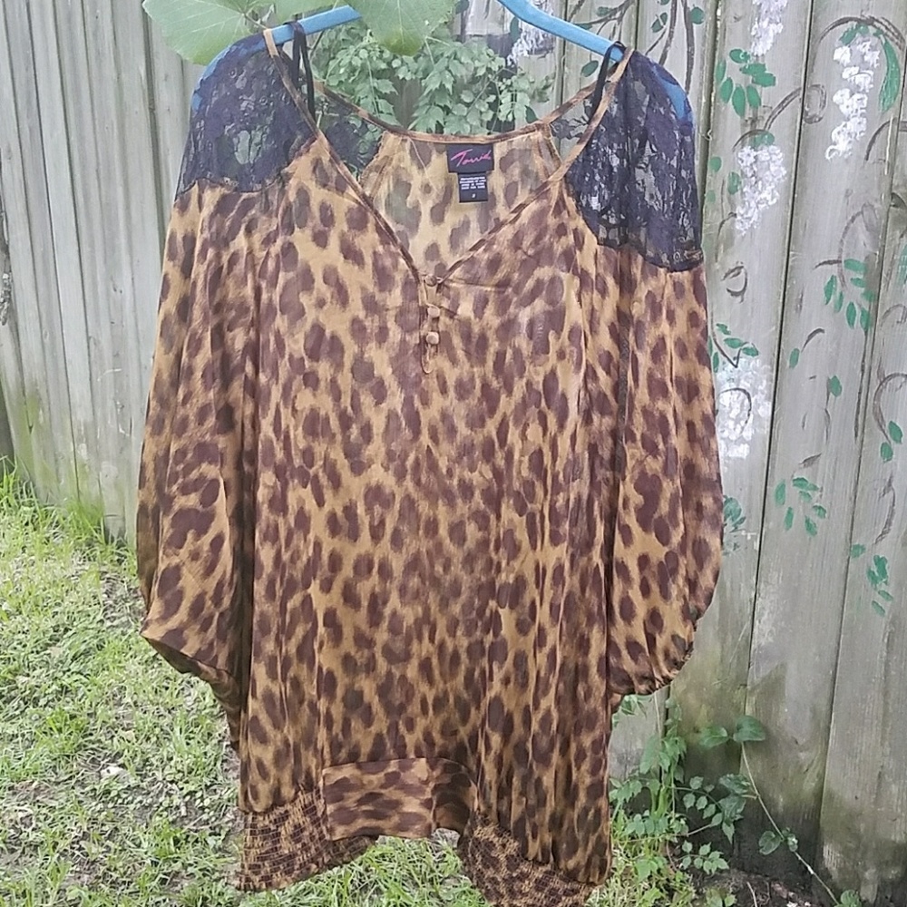 Torrid Plus Size Sheer Animal Print Dolman Top