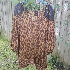Torrid Plus Size Sheer Animal Print Dolman Top