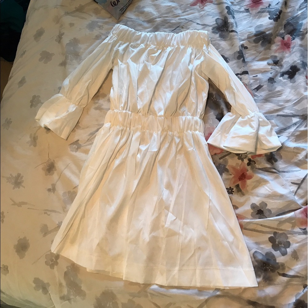 Pleated Off Shoulder Bubble Sleeve Mini Dress - Picture 2 of 2