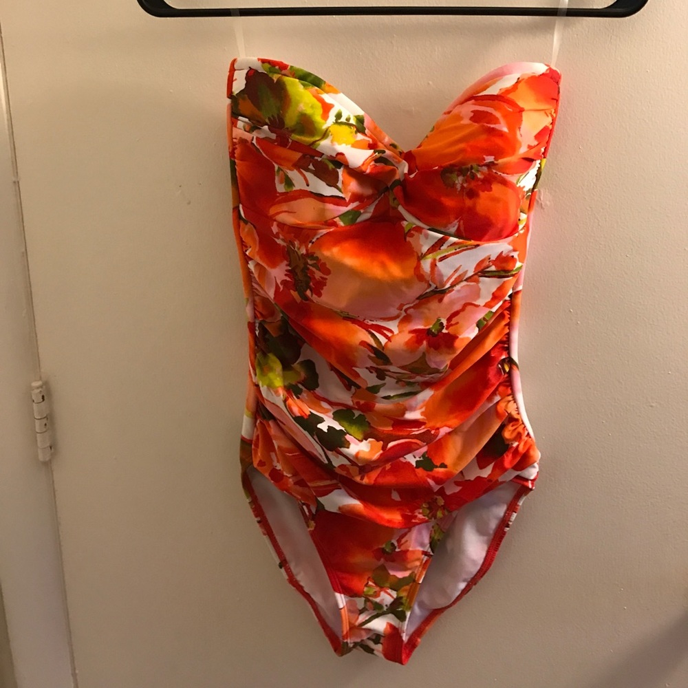 Strapless/halter floral one piece