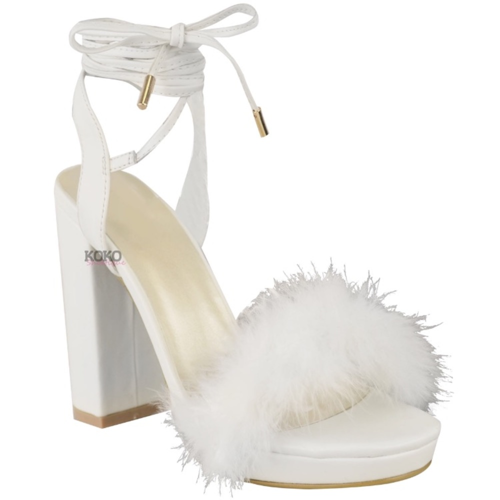White fur heels