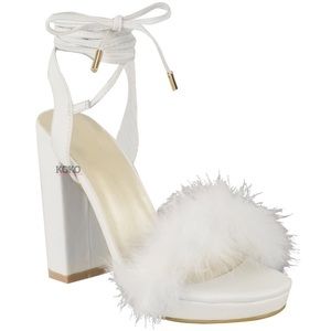 White fur heels