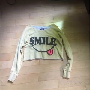"SMILE" tongue crop top