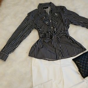 Bkack and white striped Jone New York Blouse