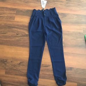 High waisted navy blue pants