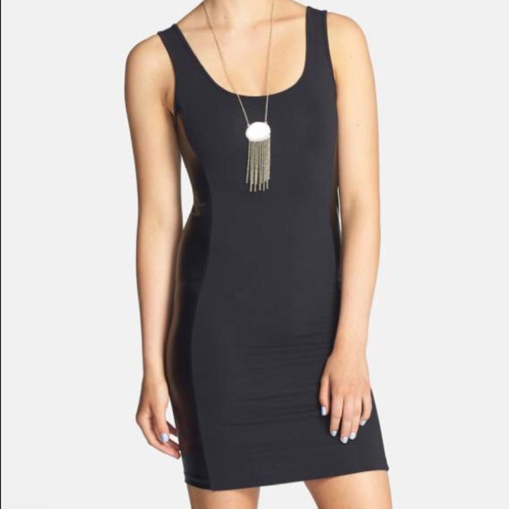 BP. Faux Leather Panel Body-Con Dress