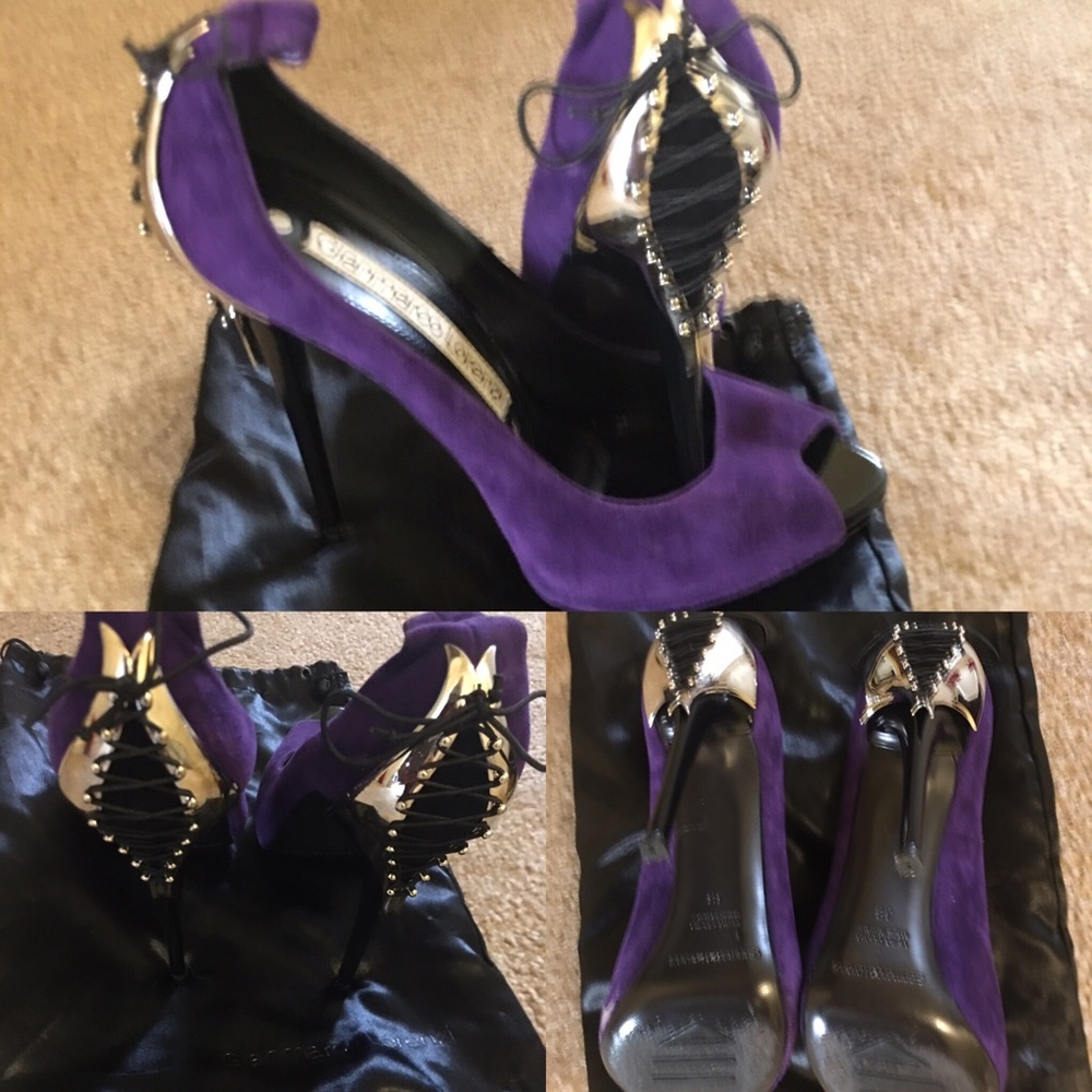 Gianmarco Lorenzi sling back chrome plated Laceup