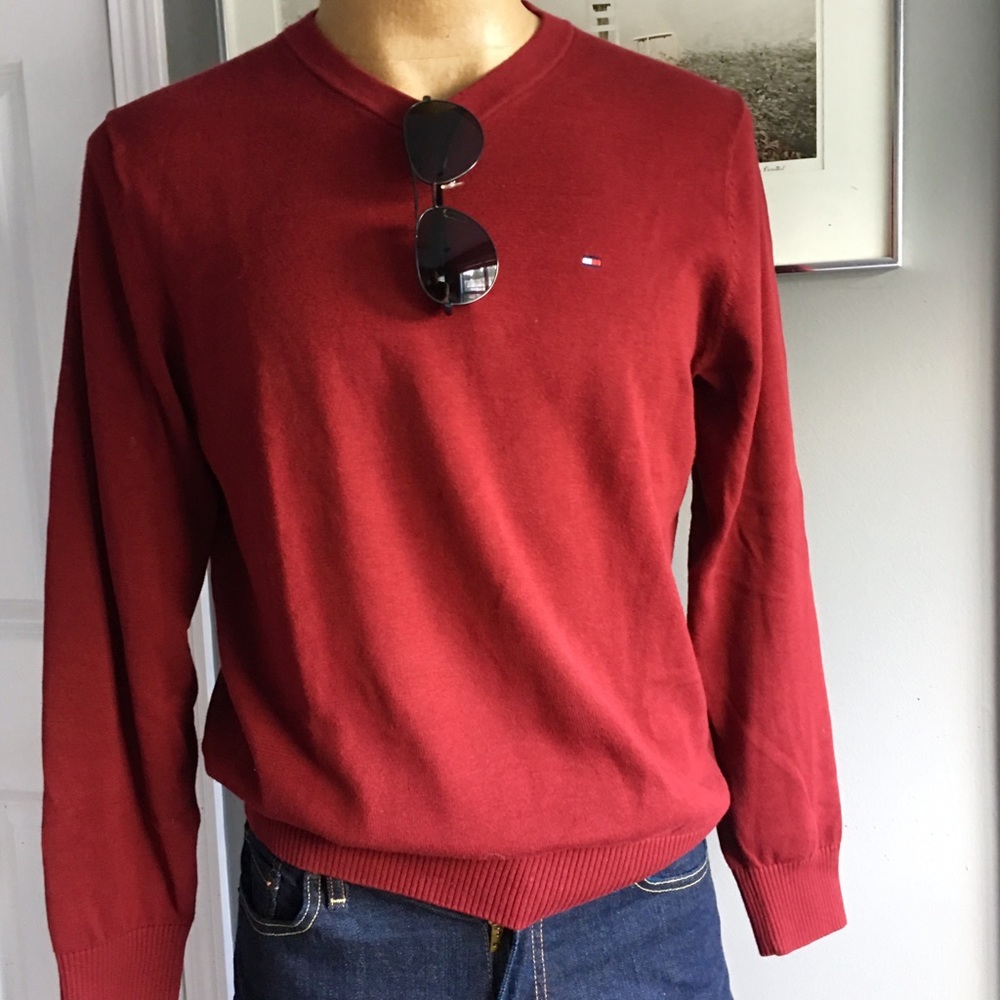 TOMMY HILFIGER COTTON V-NECK SWEATER