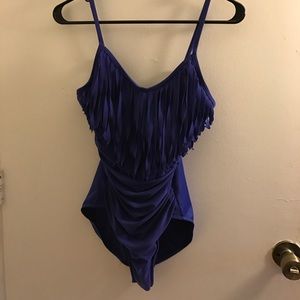Blue fringe one piece