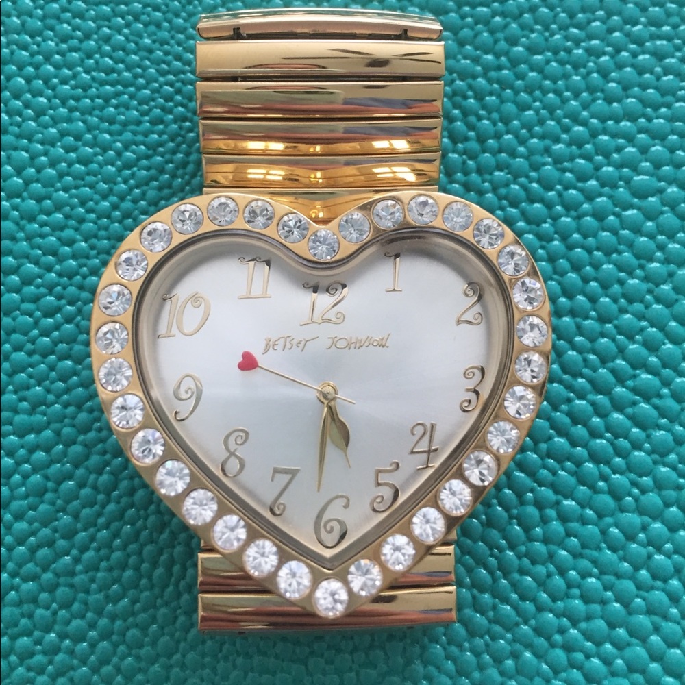 Betsey Johnson gold heart-shaped watch