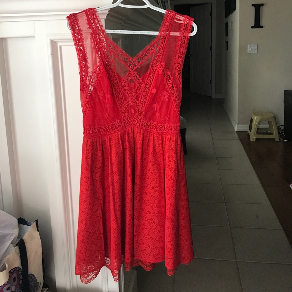 Free People Red Lace Dress