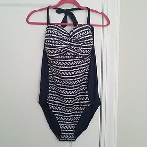 Navy and white nautical swimsuit by Merona,  EUC