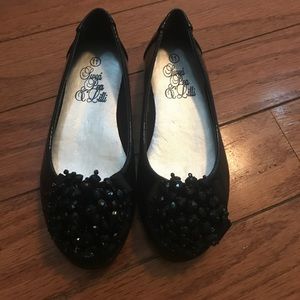 Girls black Patton flats