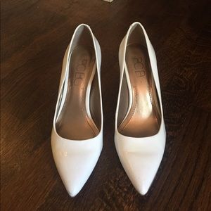 White patent BCBG pumps