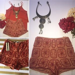 NWT TopShop High Waisted Beaded Shorts