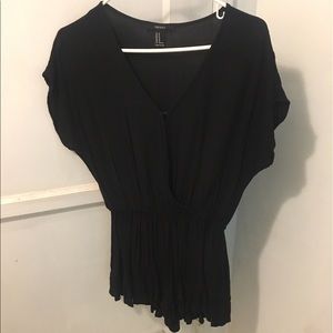 F21 Black Romper with Frills at the Bottom