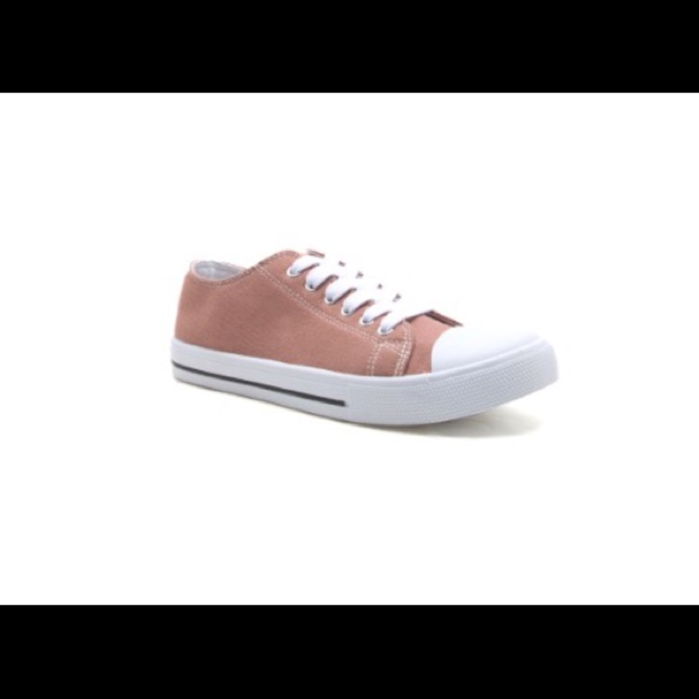Mauve Canvas Tie Up Sneakers - Picture 2 of 4