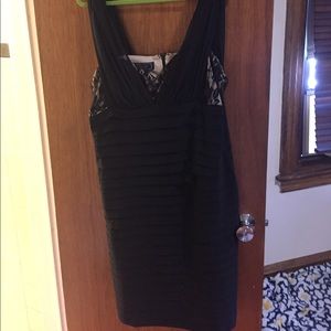 Lace illusion and black tea length dress