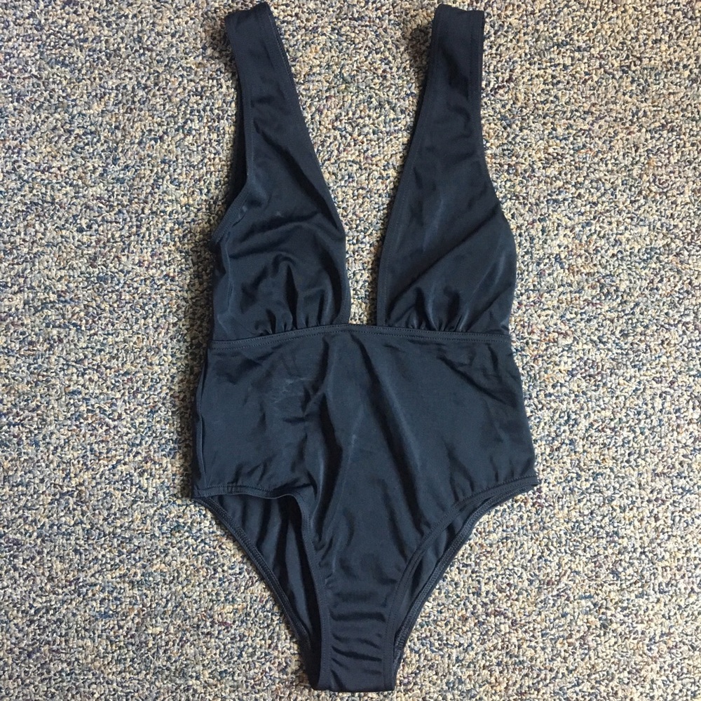 ASOS petite deep plunge high waist swimsuit