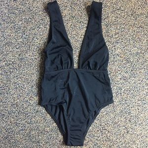 ASOS petite deep plunge high waist swimsuit