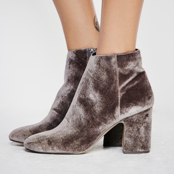 grey velvet booties