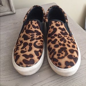 Leopard print slip ons
