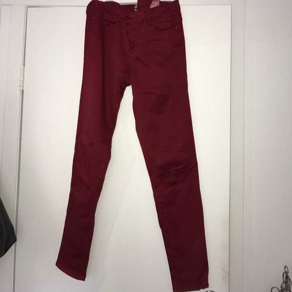 deep red jeans