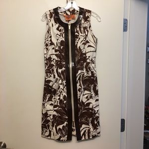 Tory Burch sleeveless dress, patent leather detail