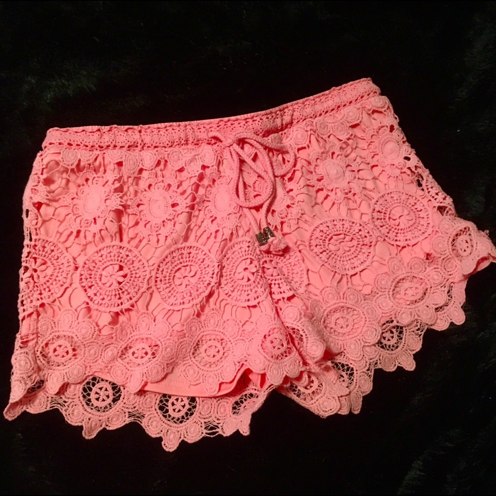Pretty Light Pink Lace Shorts