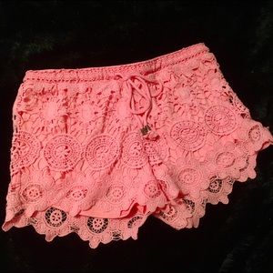 Pretty Light Pink Lace Shorts