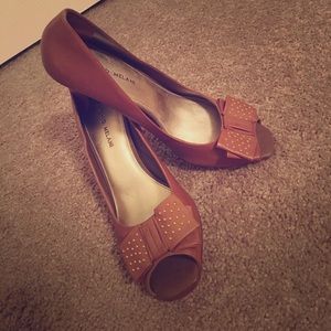 Antonio Melani Gold Studded Bow Heels