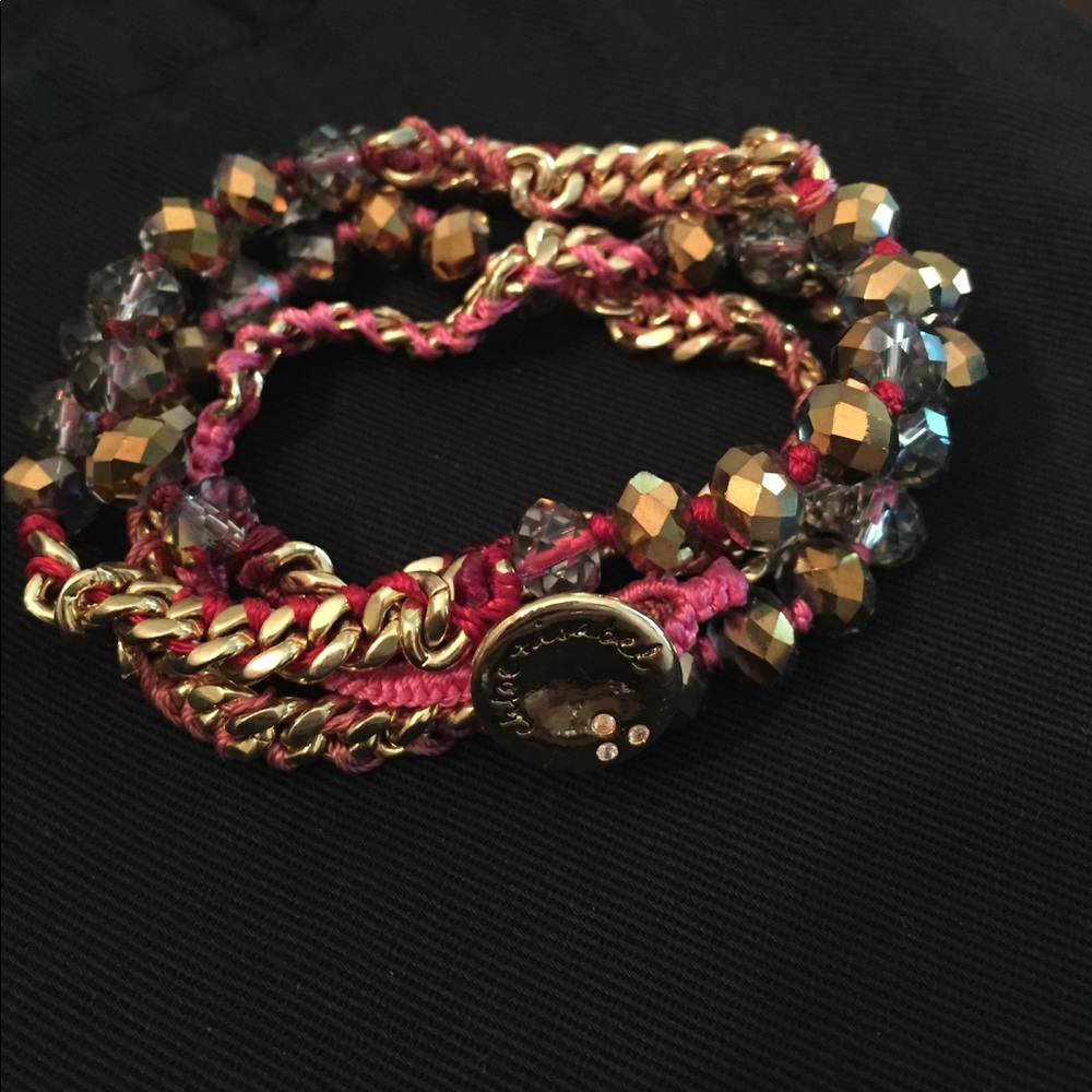 Chloe&Isabel Pink and Chain Beaded Wrap Bracelet