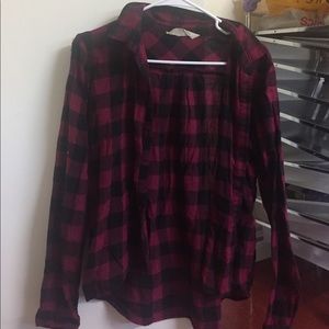 Magenta Checker Print Flannel