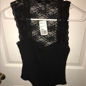 Black forever 21 body suit with lace top size M