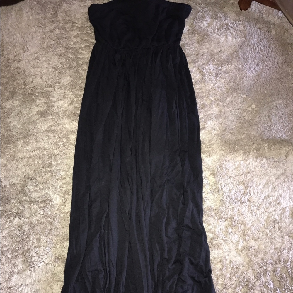 Project E Vintage strapless black maxi dress.