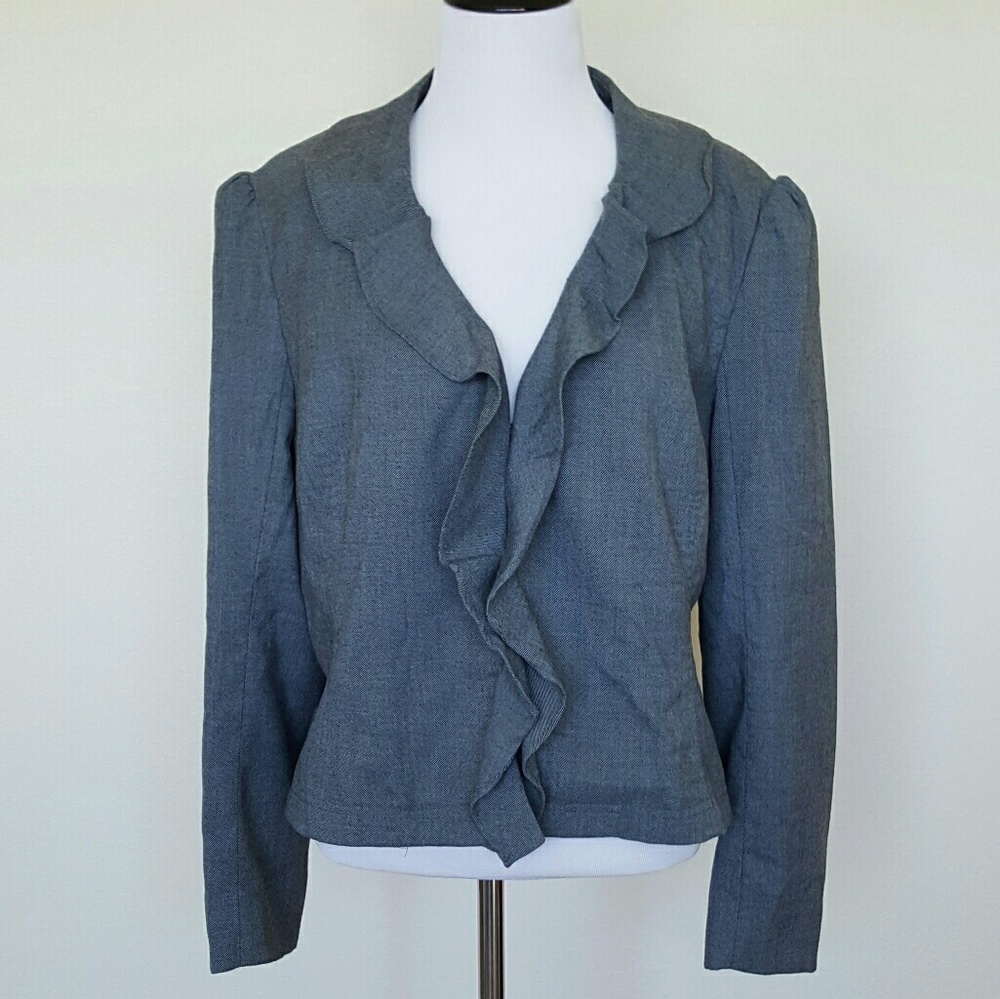 Worthington Gray Ruffle Blazer Size XL