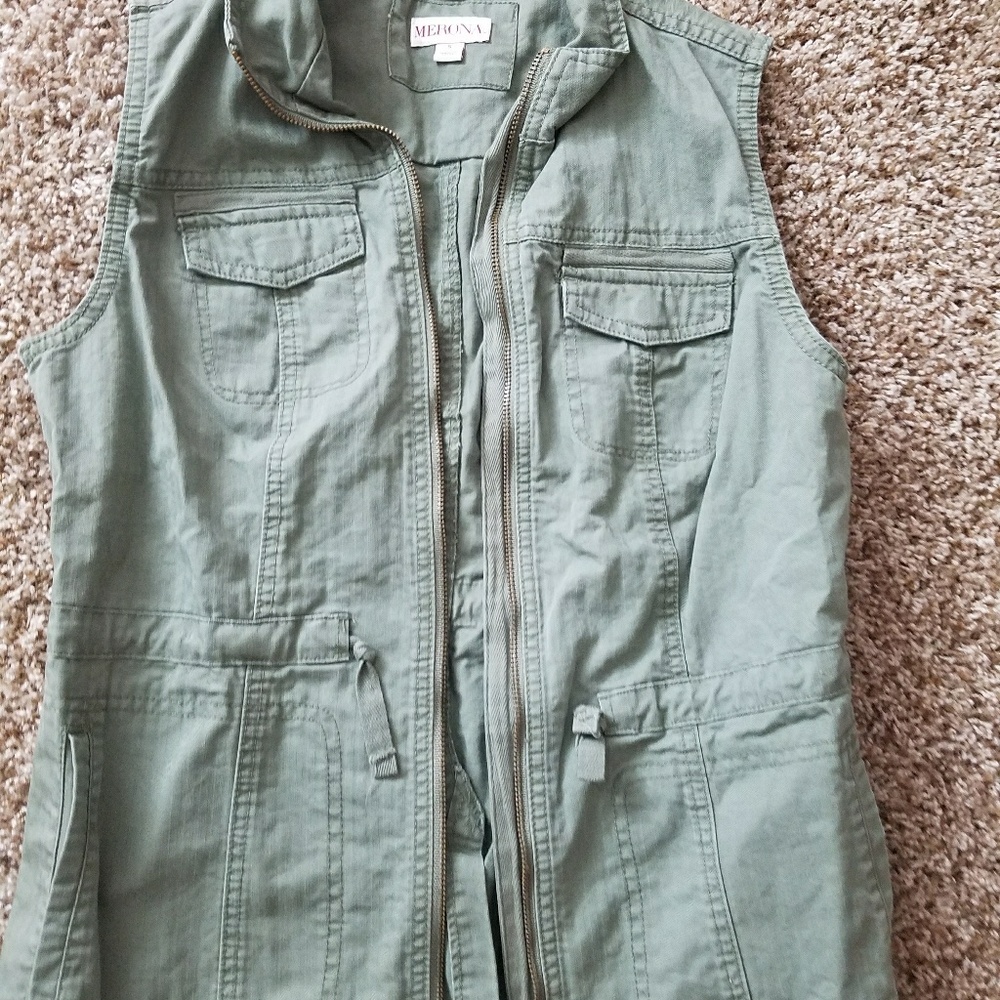 Olive cargo vest