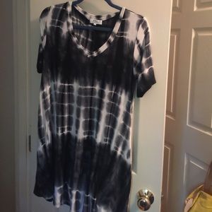 PIKO black and white tye dye dress with pockets