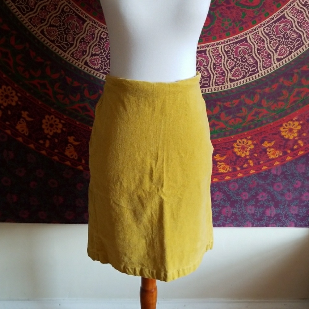 NWOT yellow corduroy pencil skirt