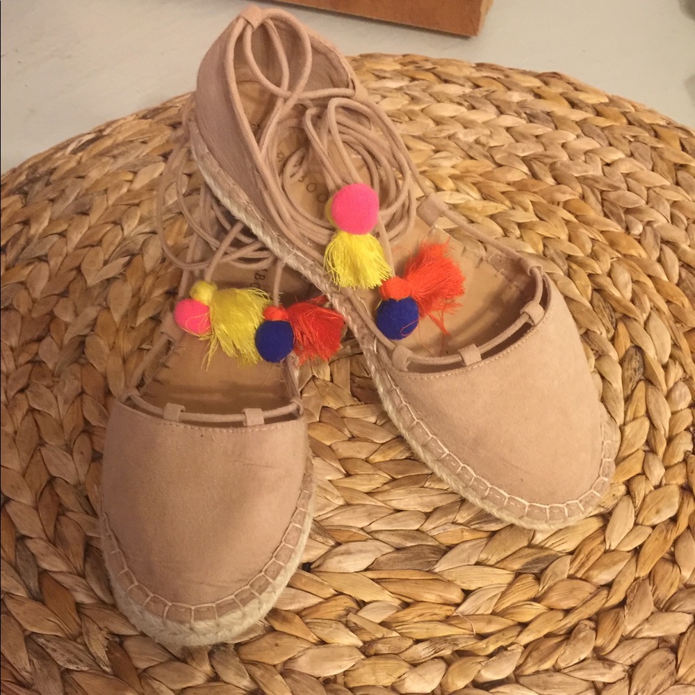 Espadrille tie up tassel shoes- once worn