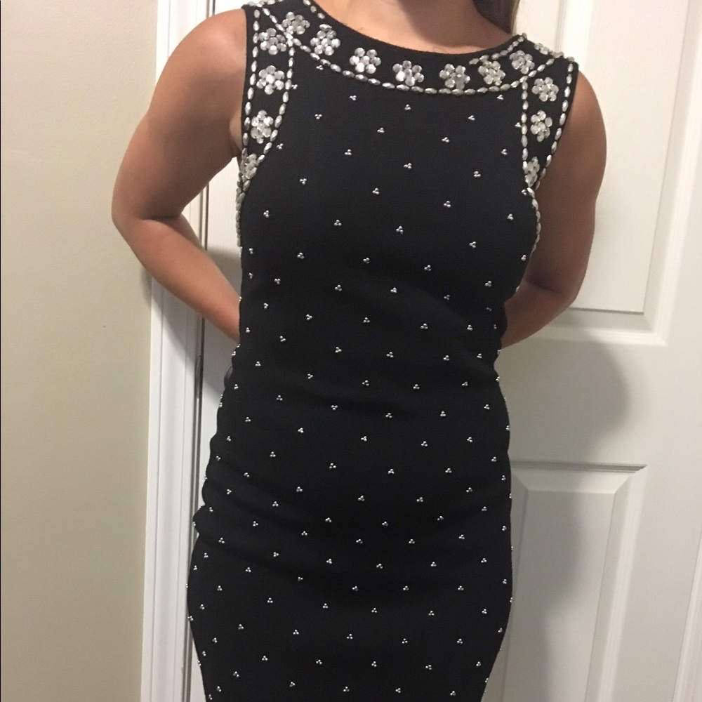 Vintage AJ Bari Black Beaded Cocktail Dress