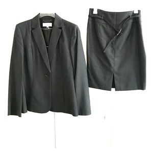 2pc CalvinKlein Grey On Grey Pinstriped Skirt Suit