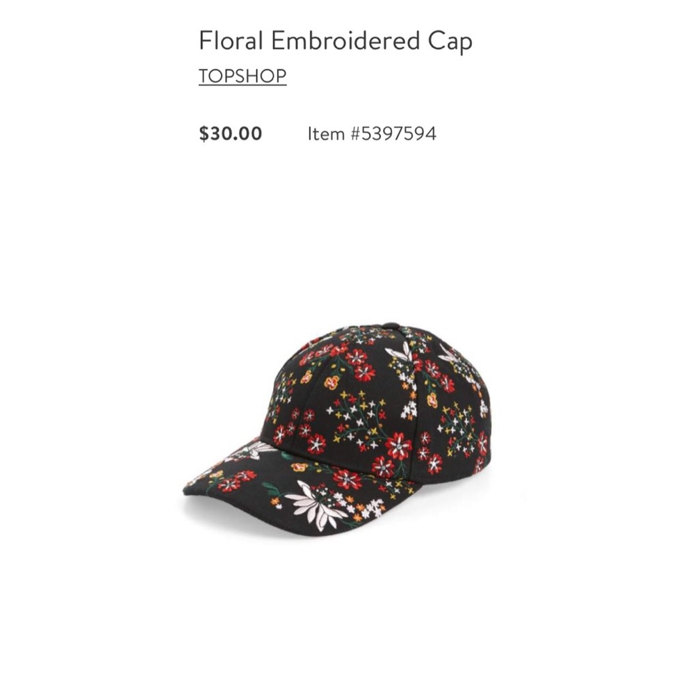 Top shop floral embroidered baseball cap