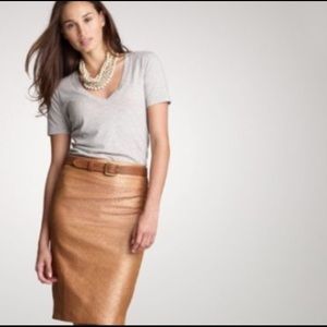 Gold J.Crew Pencil Skirt