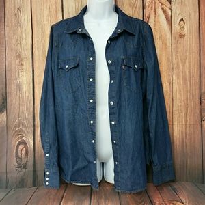 Levi's Pearl Snap Button Down Denim Jacket Large