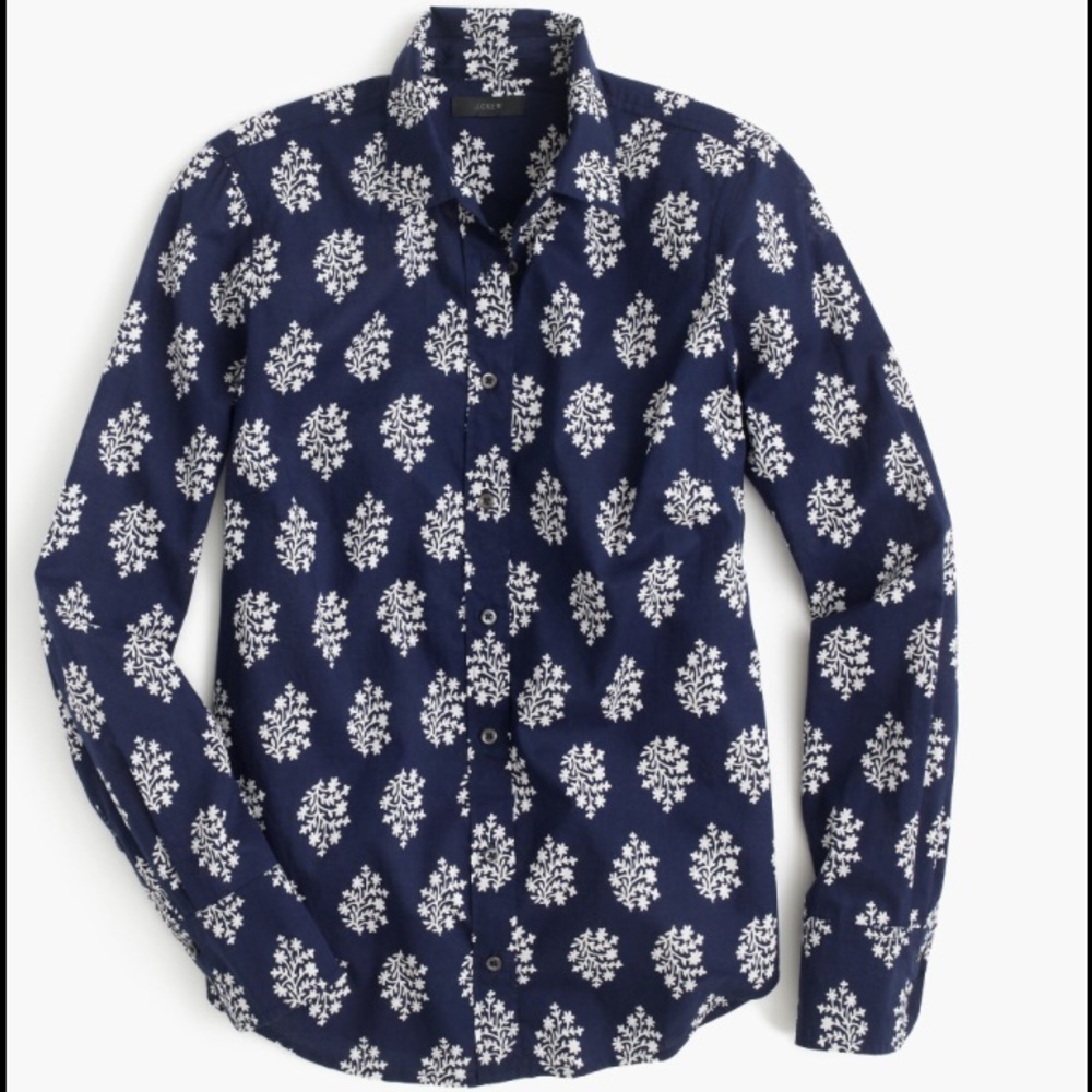 Fern Print Indian Cotton Oxford. Like New.