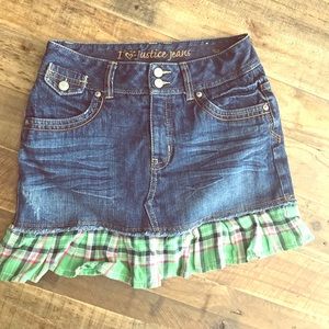 SOLD Justice jean and flannel plaid skirt - sz 12