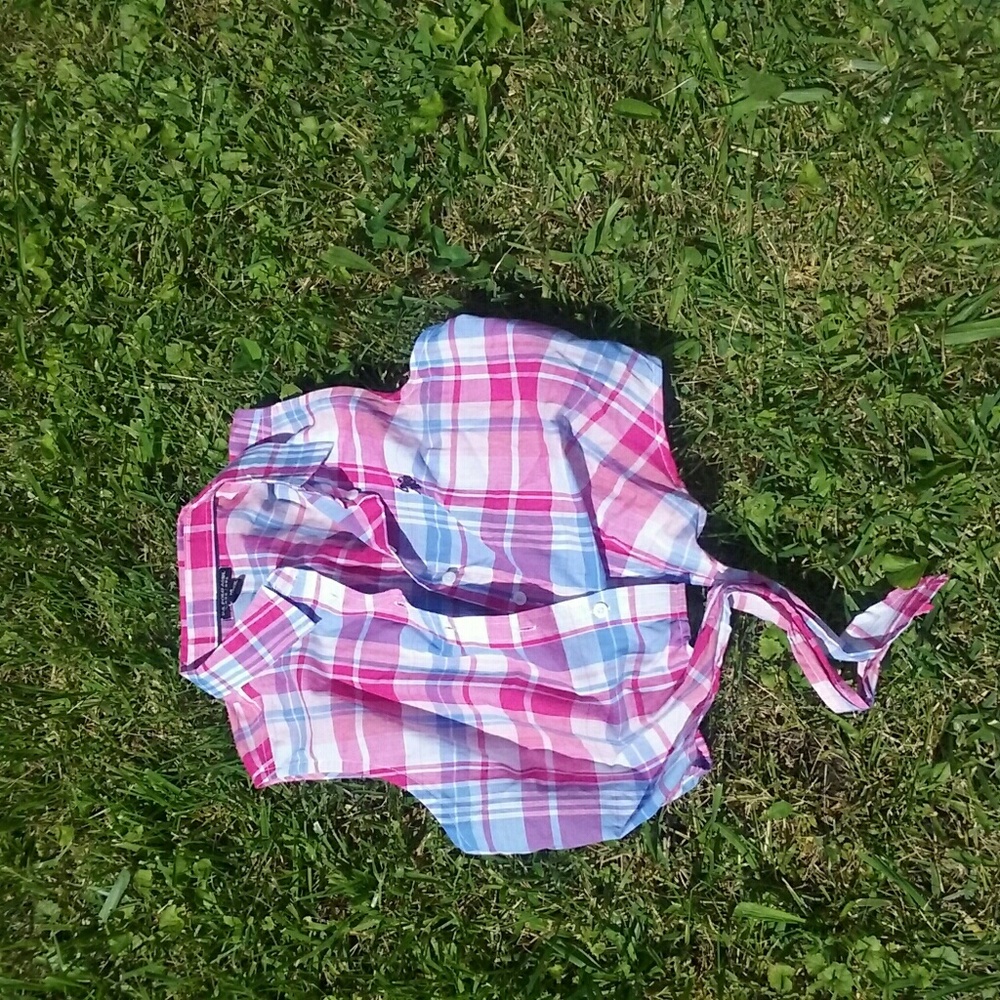 Polo button up crop top